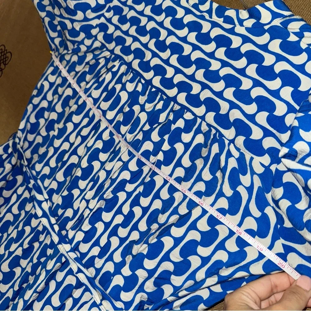 Zara Blue/White Geometric Belted Mini Dress Size XS
Excellent Condition - Picture 15 of 16